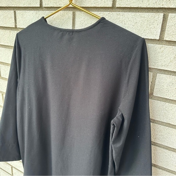 Eileen Fisher Black Lightweight Washable Stretch Crepe Bracelet-Sleeve Tunic - Picture 6 of 9